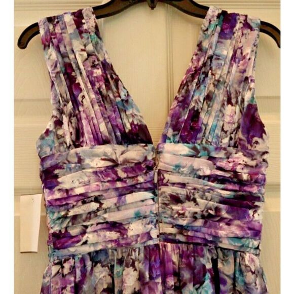 Dress the Population Sz Small Purple Jaclyn Floral-Print Chiffon Maxi Dress $268 - Picture 4 of 13